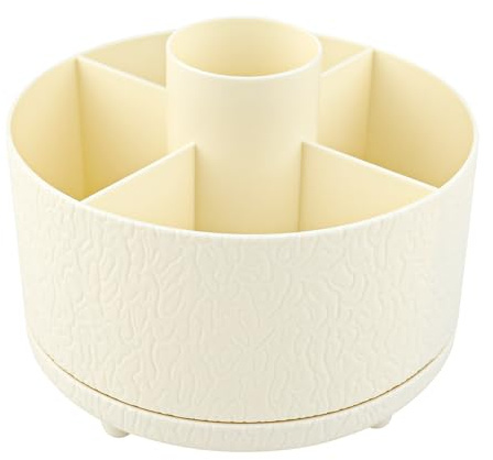 Bekeify Organizador de Maquillaje Giratorio 360 Organizador de Cosméticos Pinceles Almacenaje Maquillaje Almacenamiento Cosmético Versátil para Tocador Baño y Dormitorio, Beige