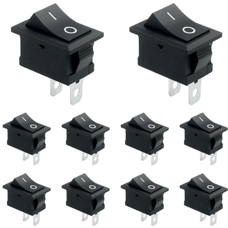 Mini Kippschalter Wippschalter 2 Polig EIN/AUS, Mini Schalter AC 250V 3A, Zuverlässiger Zwischenschalter, Ideal für Elektrogeräte und Fahrzeuge(10 Stück)