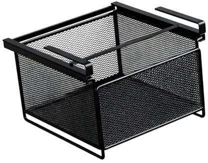 Folpus Panier coulissant pour placard, tiroir organisateur de sous-vêtements, panier de rangement robuste et polyvalent, support suspendu à fixer sur une, Noir, L