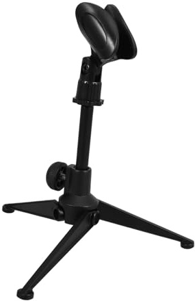 Desktop Mikrofonständer aus Zinklegierung, Schwarzer Tischständer | Mikrofonhalterung mit Klemme, Metallausführung für Stabilen Halt, Kompakt zum Mitnehmen