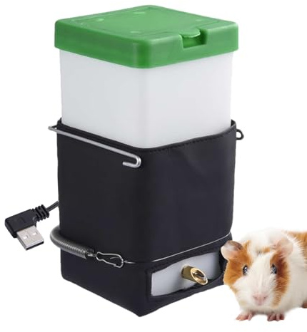 Beheizte Wasserflasche für Kaninchen - Tropffreies und Thermostatisches Design für den Winter, Automatischer Wasserspender für Kaninchen, Hamster, Meerschweinchen, Mäuse, Vögel und Frettche