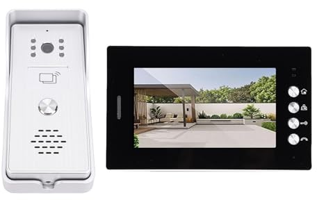 Oreilet Videocitofono Cablato, Campanello con Telecamera a Infrarossi Grandangolare 120° con Display Monitor a Colori 7 Pollici per Hotel, Appartamenti, Ville, Copertura Antipioggia (SILVER)