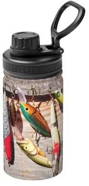 Leurre de pêche 1 imprimé 355 ml Bouteille d'eau isotherme à double paroi en acier inoxydable pour boissons froides et chaudes