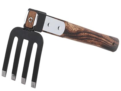 Zappetta da Giardino in Acciaio al Carbonio con Manico in Legno, Coltivatore Manuale per Orto, Erbacce e Decespugliatore- Rastrello