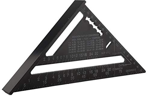 Zimmermannswinkel Winkelmesser 7metrischer Aluminiumlegierungs-Oxidations-Dach-quadratischer Dreieck-Winkelmesser, schwarze Farbe(Schwarz) für präzisen Anreißen