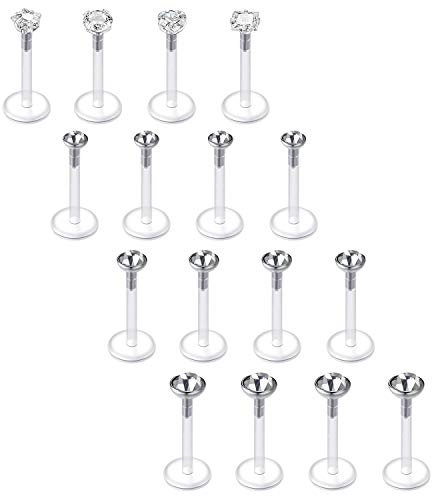 Briana Williams Lippenpiercing Bioflex Labert Stecker Transparent 16G Retainers 6/8/10mm Stab Medusa Piercing CZ Opal