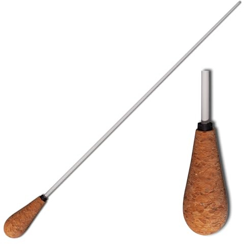 Montford Conductor's Baton - 14 Pear-Shaped, Cork Handle - Secure Grip - Elegant White Lacquered Stick - Precision and Balance for Orchestra/Band Conductors - MFBC14P
