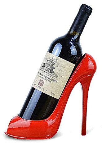 Fantasee Support de bouteille de vin à talon haut - Support de rangement pour fête de mariage ou décoration d'intérieur (talon haut rouge)