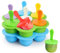 WD&CD 2 Pack of 14 Ice Lolly Moulds Silicone with 18 Plastic Sticks, Mini Ice Moulds Silicone BPA Free Moulds for Freezing Fruit or Yoghurt Blue and Green