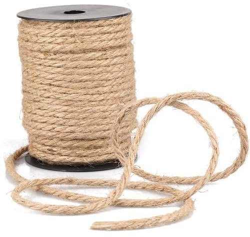 CABLEPELADO Cuerda de cáñamo Natural | Rollo de Cordel Yute | Cuerda para Bricolaje, Decoración de Muebles, Envoltura, Jardinería, Confección, Artesanía | 100 Metros de Largo x 6 mm de Grosor