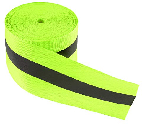 LLPT Cinta Reflectante de Alta Visibilidad de 5cm x 15m Nailon Verde | Correas de Seguridad Fluorescentes para Decoración de Adornos de Seguridad en el Ropa, Bolso, Zapatos