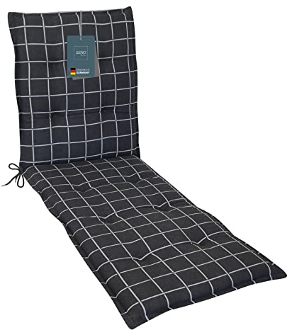 LILENO HOME Sonnenliege Auflage als [1er Set - Rollliege] in Yacht-Karo | Anthrazit - Gartenliegen Auflage perfekt für Strandliege - Polster Auflage für Gartenliege (188x60x5cm)