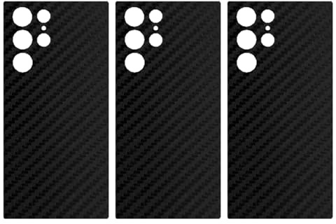 [3 Stück] apgo Protective Skin für Samsung Galaxy S22 Ultra – Rückseiten Skin Sticker, Wrap Folie, Vinyl Schutzfolie für die Rückseite, Motiv Carbon Schwarz
