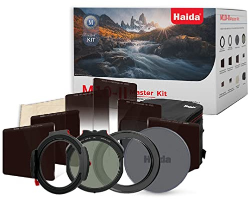 Haida Juego de filtros con 7 filtros – Filtro ND8 ND64 y ND1000 para insertar 100 x 100 mm, filtro ND8 graduado 100 x 150 mm, filtro polarizador con soporte de filtro y anillo de adaptación 67 – 82 mm
