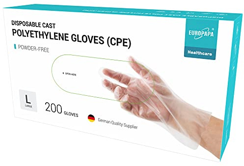 EUROPAPA® 100, 200, 300, 450 Vorteilspack CPE transparenz Einweghandschuhe in Box Einmalhandschuhe latexfrei Gummihandschuhe puderfrei Handschuhe in Gr. S,M,L,XL (200, L)