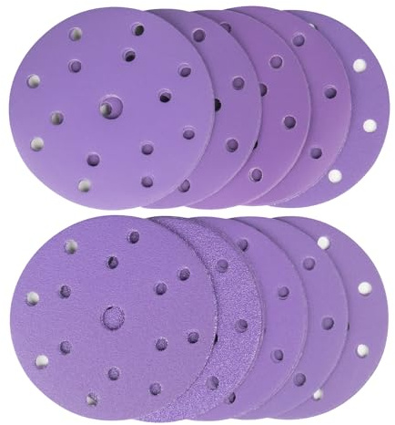 150mm Sanding Discs,100PCS 15 Holes Hook and Loop Sanding Disc,10 Each of 60/80/120/150/180/220/320/400/600/800 Mixed Grits, 6 Inch Sanding Pads for Random Orbital Sander