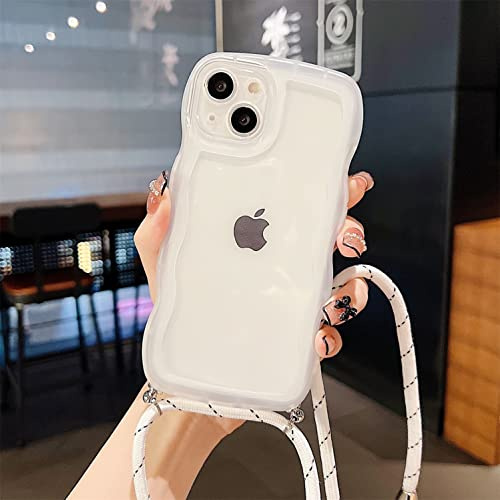 Rokmym Coque Transparent pour iPhone 11, Bumper Silicone avec Cordon de Collier, Protection Anti-Choc Housse avec Bordure Ondulée