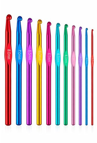 Crochet Hook Set 12pc Metal Aluminium Hooks 2mm-6mm Colour Coded Kit | 12 crochet hooks 2mm-6mm for every yarn weight — colour-coded aluminium so you grab the right size fast.