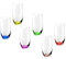 REGALOS LLUNA Set 6 vasos largos cristal 15 cm. modelo RAINBOW 35 cl. transparentes combinados colores variados