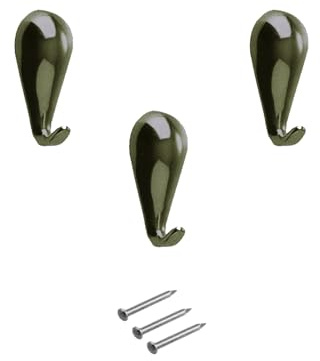 Ganchos de gota para cuadros de zamak con clavos – Dimensiones 27 x 14 mm – Paquete de 3 piezas – Ganchos para colgar cuadros en la pared – Bronce