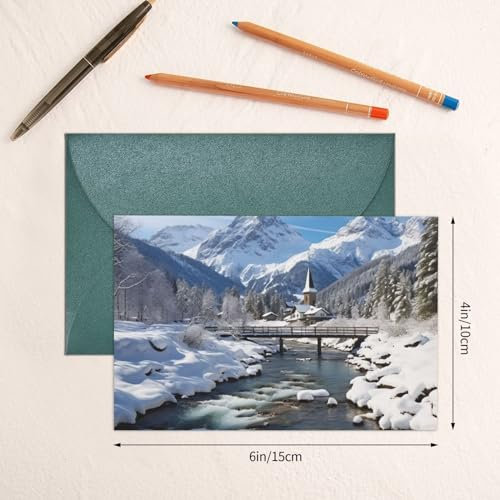 Grußkarte mit Umschlägen Blanko Grußkarten für alle Anlässe Winterlandschaft in den Bayerischen Alpen Blanko Notizkarte Jubiläumskarten Blanko Innenseite Hochzeitskarten für Brautduschen Hochzeiten