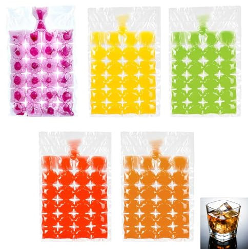 YAZANY 480Pcs Ice Cube Bags, Ice Bags for Ice Cubes, Disposable Self-Sealing Ice Bags Freezing Maker Ice Mould for Cocktail Freezer Coffee Whiskey Baby Food