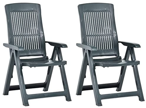 ShCuShan Verstellbare Gartenstühle 2 STK. Kunststoff Grün Gartenstuhl Klappbar BalkonmöBel Set Garten StüHle Stapelstuhl Garten 48767