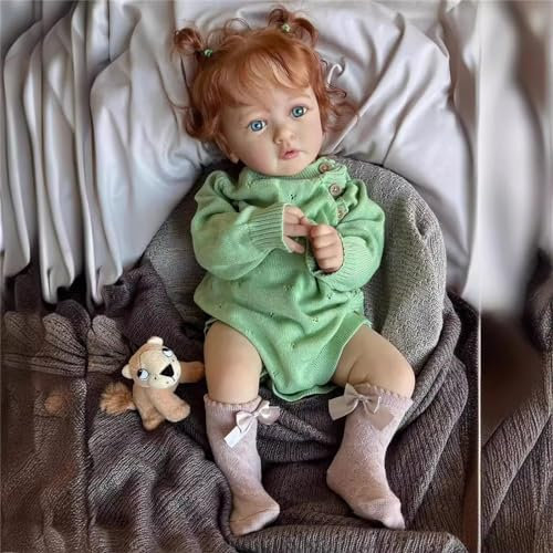 ZTZHYZR Reborn Baby Mädchen 24 Zoll 50 cm Reborn Puppen Lebensecht Babypuppen wie Echt mit Haaren Reborn Toddler Weichkörper Poseable Baby Doll für Spielzeug ab 3 Jahre Kinder Geschenk