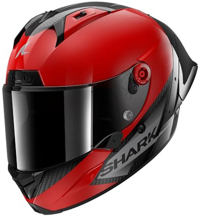 SHARK Unisex Aeron-GP BLANK SP DRA Integraler Motorradhelm, Carbon Red Anthracite, L