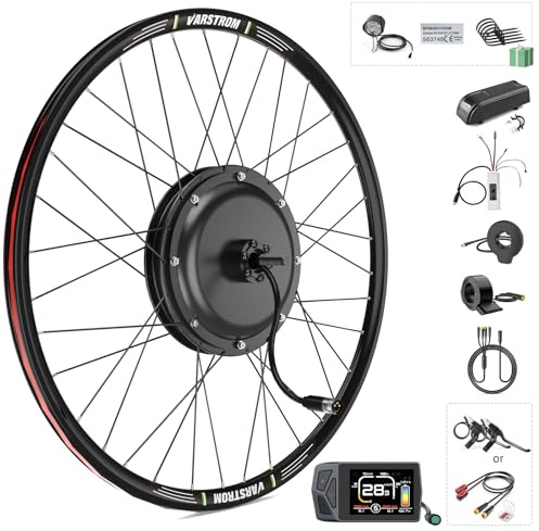 Varstrom 48V 1000W Motore Ruota Posteriore - Brushless & Gearless Mozzo Motore con LCD EKD01 - Kit Bici Elettrica Ruota 27,5 Pollici - Larghezza di Montaggio 132-139MM - Rear Hub Motor Kit