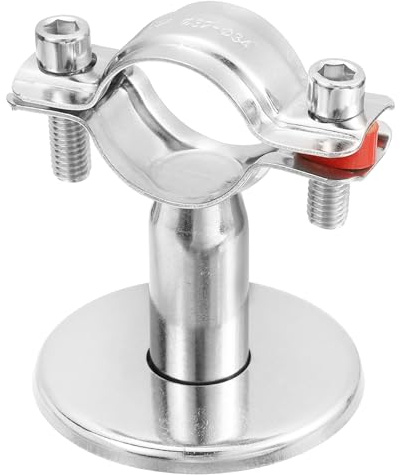 sourcing map Pipe Support, Stainless Steel Pipe Support Bracket, Adjustable Pipe Strap Clamp with Screw for Dia 32mm Pipe Tube