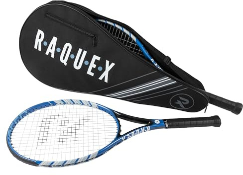 Raquex Borsa per racchette da tennis, blu o nera, custodia per racchette da tennis, borsa per racchette da squash e badminton per due racchette e accessori con tracolla (Nero)