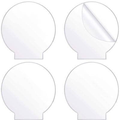 TPZORJX 4 Pezzi piastre acriliche per basi di lampade- trasparenti, lastra di vetro in vetro-plastica fusa,per segnaletica, progetti espositivi fai-da-te, artigianato (rotondo da 2 mm)