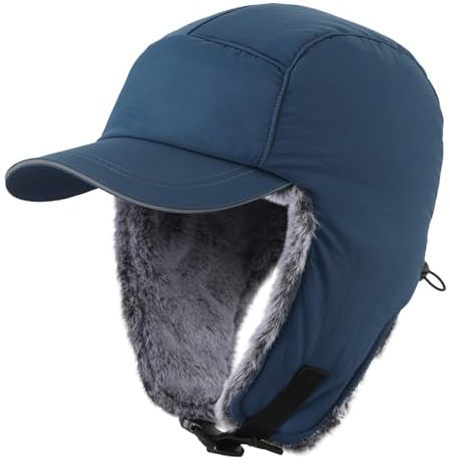 Magracy Herren-Wintermütze mit Ohrenklappen, wasserabweisend, Trappermütze, reflektierende Baseballkappe