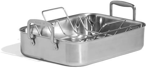 Made In Cookware | Stainless Clad Roasting Pan | 3-Ply Stainless Clad | Professional Cookware | Crafted in Thailand