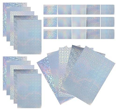 GARVALON 30blatt Holografische Klebefolie Selbstklebend Uv-beständig Für -projekte Buntes Pet-Material Verschiedenen Designs Glasstruktur Punkte Windmühle Sternenhimmel
