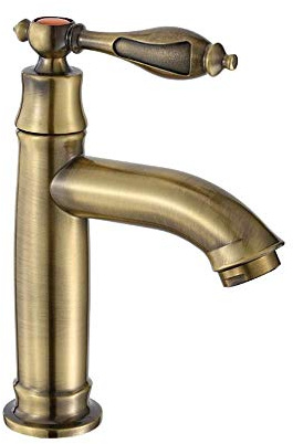erkebspm Einhand-Retro-Messing-Kaltwasserhahn für Badezimmer, Waschbecken