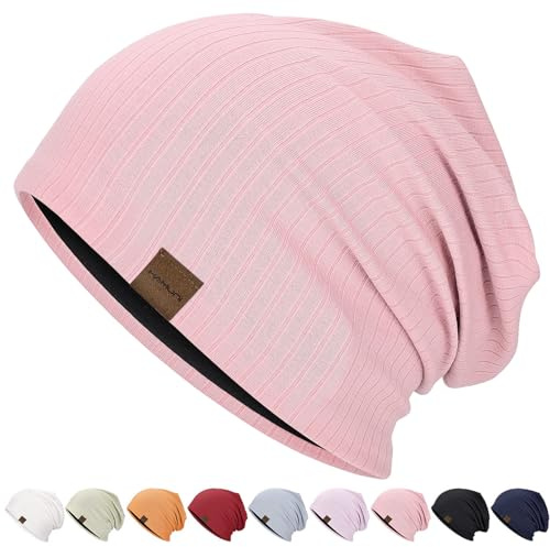 HAMUNI Mütze Damen Herren Leichte Slouchy Beanie Atmungsaktivität Chemo Cap | Ganzjährig Weiche Beanie Chemo Kopfbedeckung Laufende Dünne Mütze Unisex Baggy Skull Caps Schädel Cap für Alltag, Wanderungen
