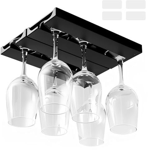 SLTAXAR 2 Stück Weinglashalter Hängend Gläserhalterung Gläserhalter zum Aufhängen bar regal wand Weingläser Halter Unter Dem Schrank küche für 6 Tassen Weinglas halterung für Pub Hausbar Restaurant
