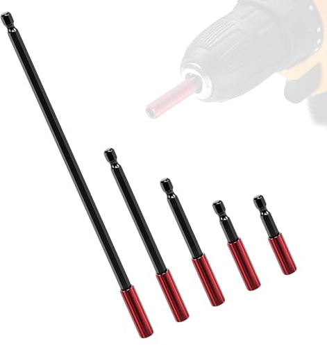 5 Piezas Puntas Atornillador Imantadas, 50/60/100/150/300 mm | Extensión para Destornillador Hexagonales de 1/4, Alargadores Magnéticos, Taladro Llave de Impacto, Conexión Rápida
