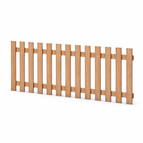 Trädgårdspirat, träpaket, pinnstaket, längd 180 cm, höjd 150 cm – lärk, natur, staketbrädor, typ E – trädgårdsstaket med stänger och skruvar