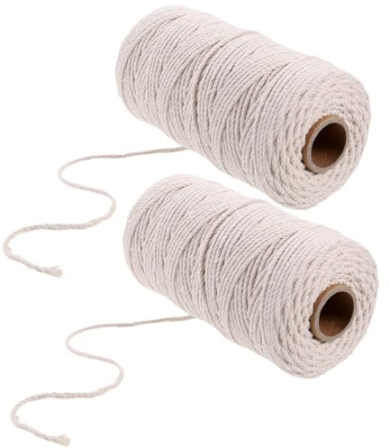 WENFEN 2 Rotoli di Spago di Cotone Bianco da 3 mm for Fasci di Carne e Filo di Cotone da Cucina 100M Spago da Cucina for Alimenti for Confezionare Salsicce e Arrostire