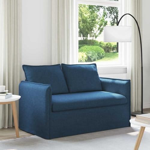 sephironlbb Sofá azul 136 x 82 x 85 cm de tela, sofá de dos plazas con diseño ergonómico, marco de metal resistente, cómodo conjunto de tapicería, ideal para sala de estar, habitación de invitados