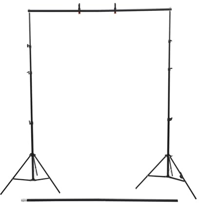 Fotobakgrund stativ justerbar höjd 75–300 cm, canvasstativ med bärväska, klämmor och elastiska rep, bakgrundsstativ för fotostudior, fest, bröllop, svart (2,8 x 3 m)