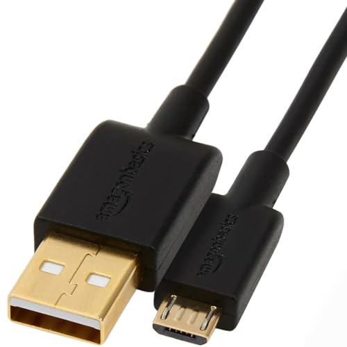 Amazon Basics USB-A auf Micro USB Ladekabel, 480 Mbit/s Übertragungsgeschwindigkeit, mit vergoldeten Steckern, USB 2.0, 5 Stück, 1.8 m, Schwarz