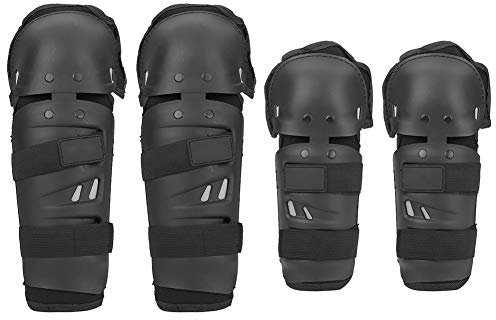 VOBOR Ginocchiera per Moto Professionali, 4 pezzi Moto Motocross Ciclismo Ginocchio Gomitiere Design ergonomico Protezioni Parastinchi Armature Set Nero per Motocross Enduro