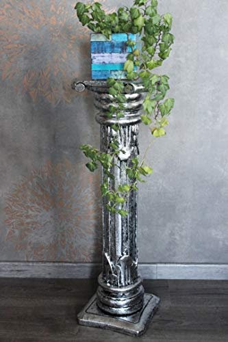 Naturesco Blumensäule Säule griechisch römisch massiv Holz Silber antik Höhe 60cm 80cm 100cm 120cm LengthRange 60cm