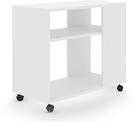 Vicco Couchtisch Rolli, Weiß, 70 x 35 cm, mit Rollen für Flexibles Verschieben neben Sofa oder Sessel
