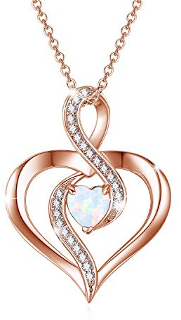 CHENGHONG Rosegold Damen Kette Silber 925 Ketten Herz Geschenke für Frauen Unendlichkeitszeichen Anhänger Infinity Halskette Schmuck für Mutter Tochter