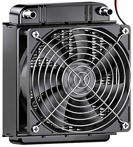 CLDIY Wassergekühlter Kühler, 8-Rohr-Aluminium-Wärmetauscher-Kühler mit Lüfter für PC-CPU-Computer-Wasserkühlsystem DC12V 80mm